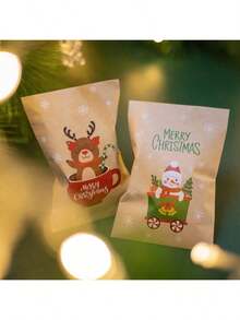24pcs/Set Christmas Envelopes Bags, Gift Bags, Christmas Party Candy Bags, Christmas Card Gift Small Storage Bags, Retro Cartoon Holiday Gift Wrapping Paper Bags - Multicolor - View 8
