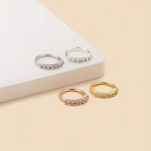 Copper Inlaid Synthetic Zirconia Nose Ring, Simple And Charming, Requires Piercing - 金色 - 查看 4