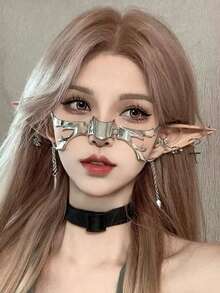 2 件 - 1 件金面链、面部珠宝、金面纱、面链、头链头饰、面罩、头饰、波西米亚风格珠宝、节日珠宝