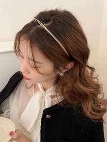 1 Set Of 5pcs Fine Wire Metal Headbands, Minimalist European & American Design Aesthetic Hairpins Outings, Parties, Daily Street Style Hairband Hair Hoop Hair Accessories - GOLD - View 7