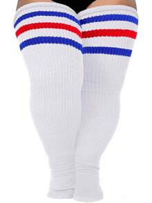 Plus Size Thigh High Socks- Long Womens Knitted Over Knee High Leg Warmer - màu đen - Xem 5