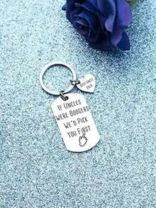 1 pièce Nouvelle étiquette d'identification pour chien en acier inoxydable gravée au laser, cadeau final de l'oncle au neveu, accessoire, sac de la Saint-Valentin, sac de Noël, accessoires de voiture, idées de cadeaux pour l'enseignant, l'ami, la sœur - Argent - Voir 3