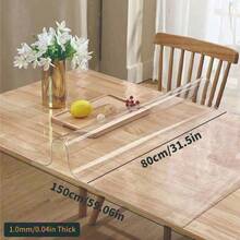 1pc Luxury Transparent Table Cover - 1.0mm Thick 100% PVC, Scratch-Resistant And Heat-Resistant Protective Cover, Suitable For Dining Table, Coffee Table, Computer Desk - Perfect For Home, Office And Hotel Use - Elegant Square Design - White - View 31