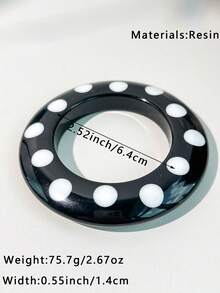 1 chiếc vòng tay nhựa đen trắng cổ điển quyến rũ dành cho nữ, thiết kế màu tương phản độc đáo, thời trang và đa năng - Nhiều màu A - Xem 9