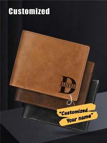 男士个性化钱包（1个装），父亲节礼物，可定制照片和姓名，父亲节礼物，男士礼物，爸爸生日礼物，个性化礼物，学习用品，返校季，女士时尚包包 - 彩色 - 查看 4