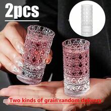 1pc 30ml Luxury Embossed Glass Wine Cup, Gem Pattern Glass Wine Glass, High-End Creative Wine Glass, Small Wine Cup, One-Sip Mini Wine Cup, Home Use Wine Glass, Suitable For Party, Music Festival, Bar, Nightclub