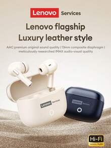 Lenovo 联想 LE221 极简无线耳机，具有被动降噪功能，HIFI 高品质音频，带麦克风的清晰通话，低延迟，长电池寿命，适用于游戏、音乐、运动，兼容智能手机和电脑 - 藏蓝色 - 查看 4