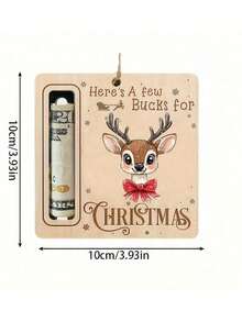 1pcChristmas Wallet Decor, Cash Storage Wallet, Tree Ornament, Natural Wood, Birthday, Party, Decorative Money Box, Santa Claus And Reindeer Decor, Party Favors, Durable Wooden, 2D Flat Design