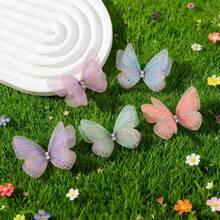 100pcs Random Dreamy Sheer Butterfly Hair Accessory Set, Fairy Gradient Color 3D Butterfly Hair Clips, Sweet & Elegant Hair Ornaments For Girls