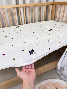 1pc Plush Dotted Baby Crib Sheet, Newborn Animal Print Fitted Crib Mattress Cover, Cute Bedding For Children Room, Machine Washable, 60x120cm - Multicolor - View 5