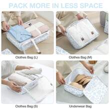 8 Set Travel Storage Bag Packing Cubes Portable Clothes Packing Cubes,Lightweight Waterproof Luggage Organizer For Clothes, Shoes, Makeup, Accessories - 藍花 - 查看 4