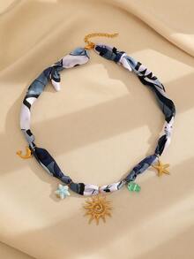 1 件优雅个性化多巴胺彩色围巾，螺旋太阳海豚海星 18k 不锈钢吊坠项链，女士项链，适合秋冬季日常、节日、派对穿着，送给朋友和家人的礼物，女士珠宝