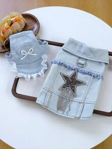 2pcs Pet Clothes, Dog Cat Outfit, Small Dog Puppy Apparel, Cute Stylish Comfortable Jacket + Pearl Hat Set - Multicolor - View 14