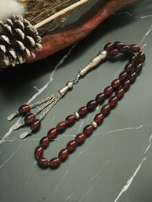 1pc Middle Eastern Saudi Tasbih Prayer Beads 33 Beads, Arabic Rosary Bracelet Islamic Prayer Beads, Glass Tasbih Prayer Beads, Tasbih Muslim Prayer Beads Bracelet, Christmas, New Year, Valentine's Day Gift For Men - Multicolor - View 10