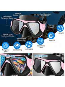 Conjunto de Esnórquel para Adultos, Gafas de Buceo Panorámicas Antiniebla,áscara de Natación de Vidrio Templado para Esnórquel Profesional para Adultos con dos Juegos de Tapones los Oídos a Prueba - 1 - Ver 2