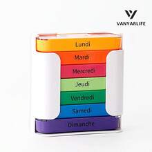 Boîte à médicaments française à 28 compartiments, 7 couches avec 4 compartiments par couche, solution de rangement organisée pour les médicaments quotidiens - Multicolore - Voir 6