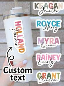 1/3/10pcs Personalized Name Label Stickers, Colorful Cartoon Font Waterproof Text Stickers For Water Bottles And Personal Items - Multicolor - View 2