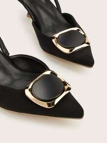 Women's Pointed Toe Slingback Sandals, Breathable Knitted Fabric, Kitten Heel, Comfortable Backstrap Design,Elegant,Party Outfits