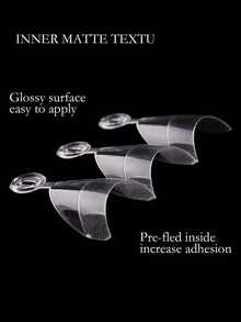 120pcs Matte Almond False Nails, Semi-Covered Pre-Polished Acrylic Nail Tips, 12 Size Options, Easy To Apply Nail Supplies - Clear - View 2