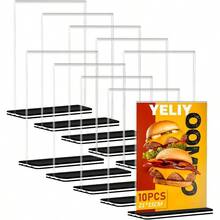 Porta Menu, 10Pcs - Soporte de Letrero, Soporte para Mens de Acrlico, Menu Holder Doble Cara Transparente para Restaurantes, Oficina, Publicidad, Bares, Tablero De Mesa, Almacenar, 21*15Cm - Transparente e incoloro - Ver 2
