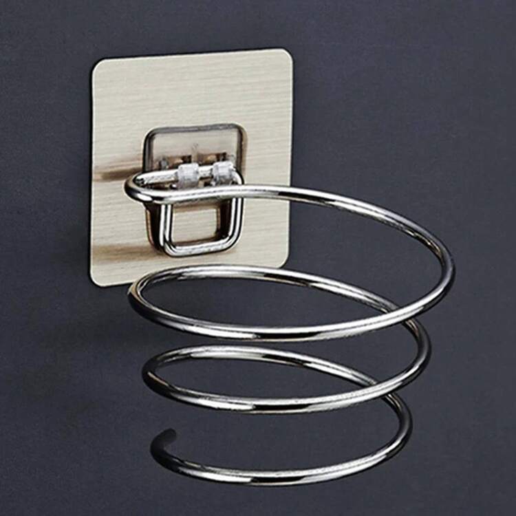 Soporte para Secador de Pelo Organizador de Ventilador Adhesivo Montado en la Pared Sin Clavos Sin Perforación Soporte en Espiral de Acero Inoxidable Almacenamiento para Baño - Estilo 1 - Añade 8