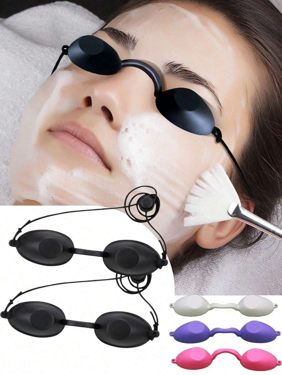 Tanning Eye Mask, Beauty Patient Goggles, Sun Uv Goggles, Tanning Goggles, Eye Mask, Laser Hair Removal Goggles, Suitable For IPL LED UV Lamp, No Light Shield, Transparent - Multicolor - View 1