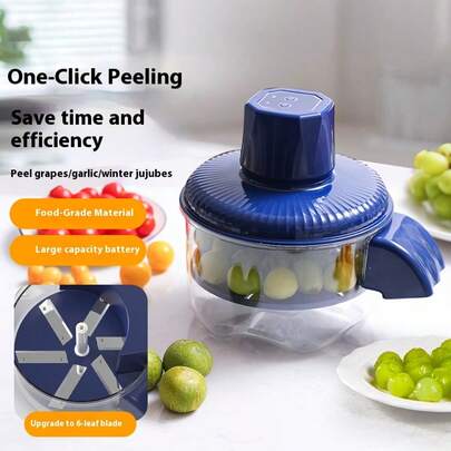 Éplucheur électrique automatique pour fruits et légumes, fonctionnement en un clic, arrêt automatique - en plastique robuste, conception de lame incurvée, épluchage rapide et efficace - convient pour les cuisines domestiques, les petits fruits, les pommes de terre, les carottes, les pommes, les betteraves - cadeau de fête idéal (éplucheur automatique) - compact et facile à utiliser, convient à divers fruits et légumes à la maison