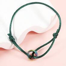 1pc Fashionable Colorful Stainless Steel Handmade Braided Triple-Loop Colorful Lucky Bracelet, Gift For Couples