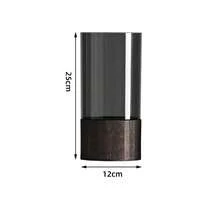 1 件 11.8 X 3.9 英寸奢华简约复古圆形木质底座亚克力花瓶，创意天然色水培鲜花玫瑰装饰，适用于客厅和餐桌 - 彩色 - 查看 11