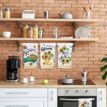 2/4/6/8/10/12 Pcs Vibrant Sunflower Kitchen Towels Set - Soft Polyester, Modern Floral & Inspirational Designs, 18x26" Hand & Tea Towels With Gnome And Truck Motifs - Ideal For Summer Decor & Housewarming Gifts, Kitchen Towels Hand Towels