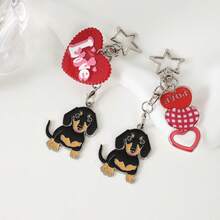 1 szt. Metalowy, uroczy brelok do kluczy z jamnikiem, buldogiem i psem, brelok do samochodu, pieski, serce, brelok, prezent dla mężczyzn, metalowy wisiorek, prezenty dla najlepszego przyjaciela, Halloween, Walentynki, walentynkowe akcesoria samochodowe, zawieszka do torby, szkoła, gotyk, Y2k