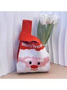 Pungi de Crăciun, Design la scară mică, Geantă mică tricotată cu model floral pentru purtat pe braț, Geantă de mână