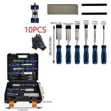 Wood Chisel Set 10 Pieces Woodworking Tools Sharpening Stone With Storage Box UK - Blue - View 2