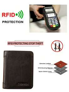 محفظة رجالية ثلاثية الطيات بطراز عتيق - جلد طبيعي، حماية من RFID، تصميم فائق النحافة - هدية مثالية للرجال، محفظة صغيرة، محفظة صغيرة جداً، محفظة رجالية، حامل بطاقات جلدي، محفظة عملات معدنية - الأسود - مشاهدة 6