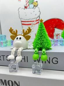 3D Printed Christmas Decorations, Plastic Christmas Tree Ornaments, Christmas Snowman & Reindeer, Christmas Tree With Stars, Desktop Christmas Tree, Movable Joint Christmas Tree, Snowman Shaped Christmas Reindeer, Suitable For Bookshelf, Home, Office Desk, Cafe, Holidays, Parties, Christmas Gifts, Home Decor, Best Gift For Friends - Multicolor - View 6