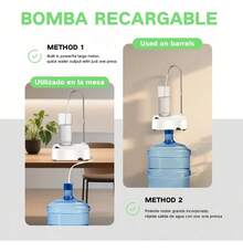 Bomba dispensadora de agua eléctrica, recargable, portátil, dispensador de agua portátil recargable por USB-C para uso doméstico - Blanco - Ver 4