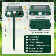 Repellente per gatti ad ultrasuoni, repellente per animali, repellente per gatti da giardino, confezione da 2, modalità automatica, sensore PIR impermeabile, repellente per cani a LED, repellente per gatti contro gatti, cani, uccelli, volpi, topi - Verde - Visualizzare 5