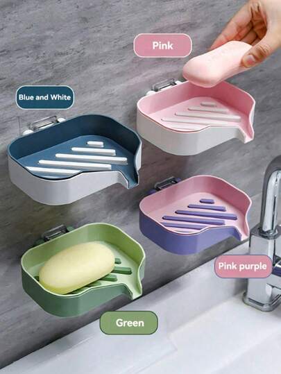 1pc Wall-Mounted Soap Bar. Household Bathroom Storage Rack With Drainage. Household Soap Bar, No Need To Drill Holes, With A Drain Rack. High-End New Soap Stand In The Bathroom. Double-Layer Storage Rack In The Bathroom. Back To School