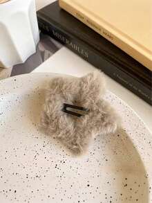 1pc/4pcs Cute Simple Plush Five-Pointed Star Hair Clips For Kids, Suitable For Daily Wear, Autumn/Winter