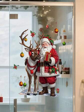 1PC Christmas Window Decal Santa Reindeer Golden Bells Stars, Snowflakes Scene PVC Self-Adhesive Window Clings 11.8*11.8in/11.4*17.7in For Glass Doors Mirrors Holiday Decor Christmas Decorations Sticker For Living Room Bedroom Dining Room Study Entrance Switch Wall Decor Christmas Decorations Create A Christmas Holiday Atmosphere Make Home Decoration More Interesting Christmas Decorations Home Room Decor Home Decor