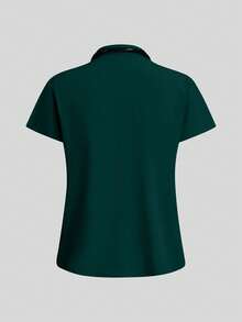 Women's Solid Color Short Sleeve Top And Pants Scrub Set, For Laboratory, Hospital, Pet Care - Green - View 6