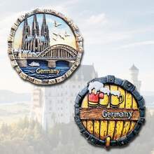1/2pcs Resin Fridge Magnet Travel Souvenirs, Germany Berlin, Denmark Copenhagen, Belgium Cologne Cathedral, Neuschwanstein Castle Munich, Rothenburg, Danish Fairytale, Belgian Waffle, Brussels, Magnetic Wall Decor, Creative Gift For Bedroom, Kitchen, Home Decor, Germany Tour - Multicolor - View 27