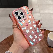 La funda para teléfono con diseño de diente de dentista es compatible con iPhone 17 16e 16 15 14 13 12 11 Mini Pro Max Air X XR XSMAX 8 7 Plus, cubierta trasera mate anti-caídas. - Colores mixtos - Ver 4
