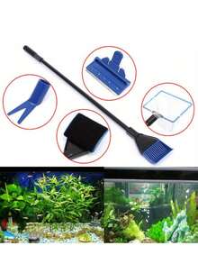 1pc 5 In 1 Aquarium Cleaning Tools Set - Multi-Function Kit With Fish Net, Algae Scraper, Gravel Rake, Sponge Brush & Fork, Essential For Fish Tank Glass & Gravel Clean, Aquarium Supplies