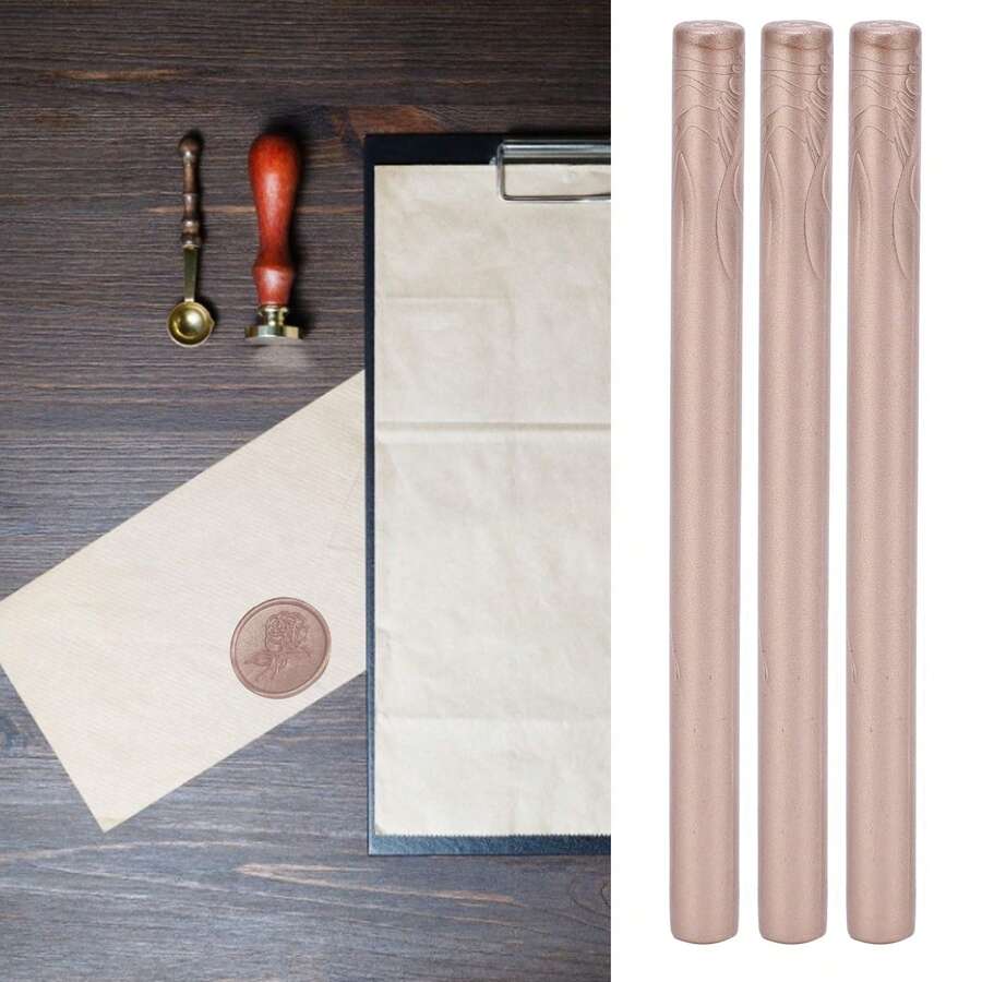 10 barras de lacre Cómodas barras de lacre flexibles y sin humo para sobres, tarjetas y manuscritos. Color champán dorado. - Dorado - Ver 1