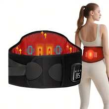 Upgraded Wireless Heating Pad & Massager For Back & Waist | 2000mAh Rechargeable Lower Back Tool | LED Red Light Therapy | 3 Heating Levels & 3 Vibration Massage | Wearable USB Massager For Cramps, Dysmenorrhea & Muscle Aches | Portable Daily Essential - Black - View 1