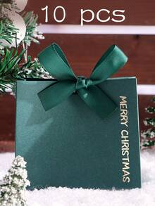 10pcs Elegant Merry Christmas Mini Gift Bags With Satin Ribbons - Classic Black, Green, And Red Designs Featuring Gold Foil Text - Perfect For Chocolates, Candies, And Small Gifts - Ideal For Holiday Celebrations, Christmas Party Favors, And Festive Gift Wrapping,Christmas