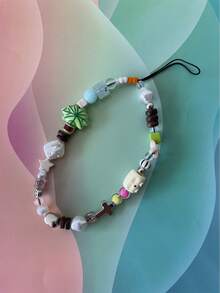 1Pc INS Style Cute Summer Island Beach Coconut Tree Sea Star Bead Mobile Backpack Hanging Rope Bead Decoration Decoration Accessories Suitable For Boys And Girls To Carry And Use DIY Backpacks On A Daily Basis