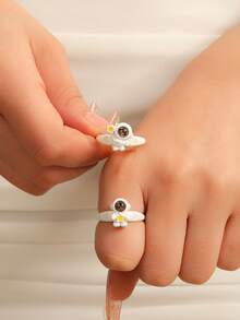 ATLVXJL Bộ 2 chiếc nhẫn hạt phát sáng hình trái tim, phi hành gia, ngôi sao, dành cho cặp đôi/tình bạn, thích hợp đeo hàng ngày hoặc làm quà tặng ngày Valentine. - Nhiều màu - Xem 8