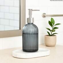 Blue Glass Liquid Dispenser 420ml Bathroom Sink Hygiene Soap Alcohol - Trong suốt - Xem 5